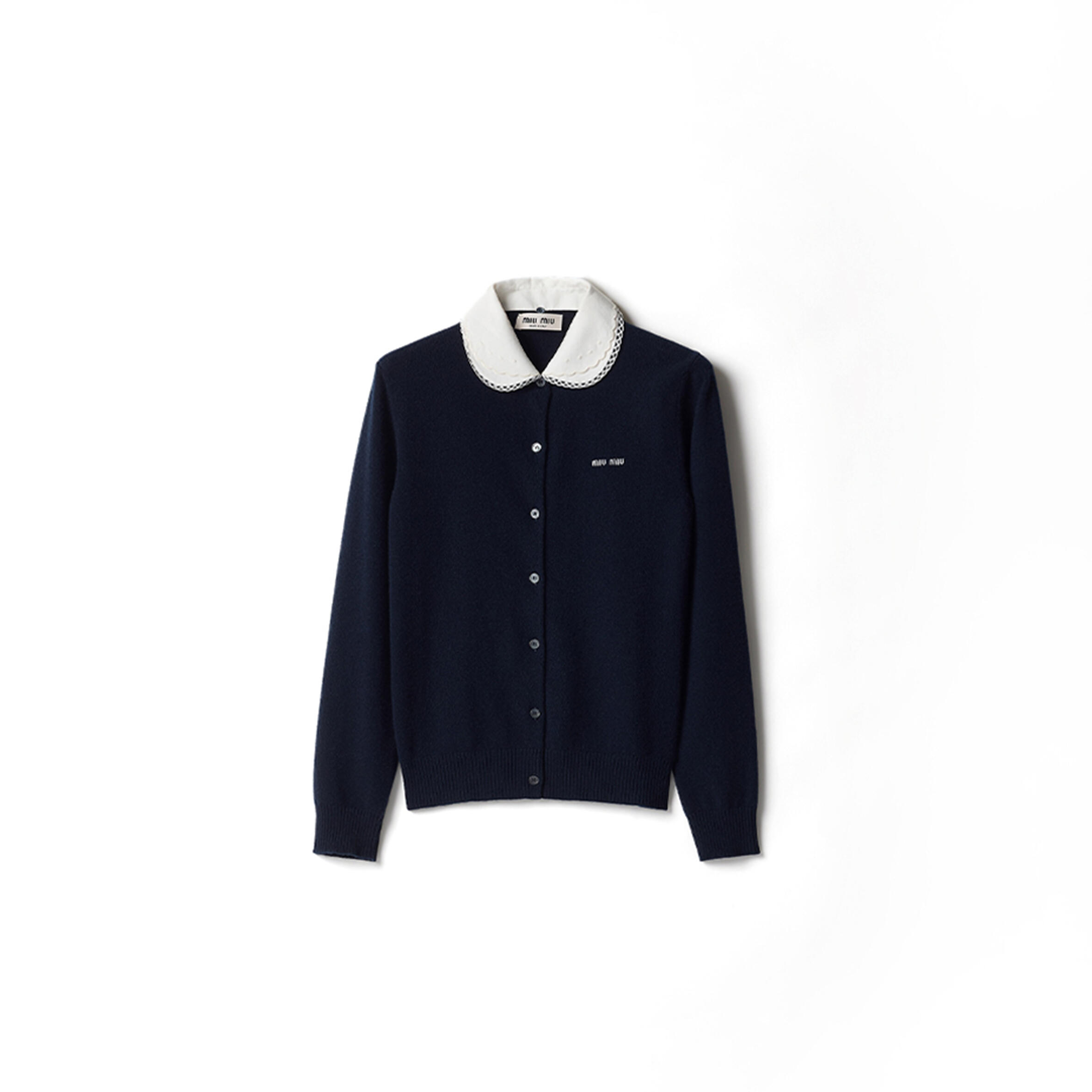 M1v M1v cashmere cardigan with embroidered poplin collar mmf01s